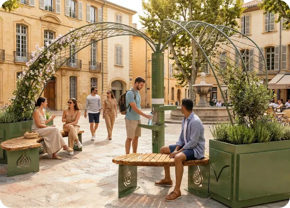 Fontaine végétalisée Mât Tonnelle
