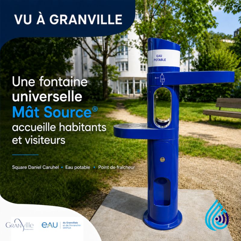 Une Fontaine Universelle Mât Source vu à Granville